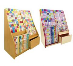 13 Tier Card Rack with Stock Drawer & Gift Wrap Roll Display