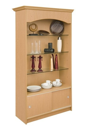 Loxley Sliding Door Unit with 3 Glass Shelves & Storage