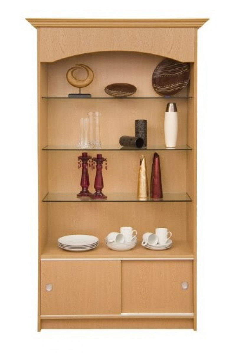 Loxley Sliding Door Unit with 3 Glass Shelves & Storage