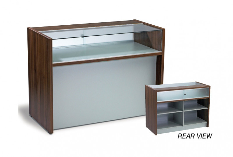 Reception counter shop with glass display