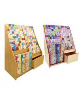 13 Tier Card Rack with Stock Drawer & Gift Wrap Roll Display